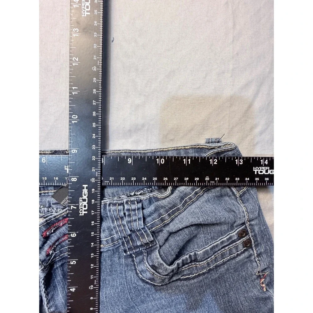 Forever Young Womens Straight Leg Jeans Blue Medium Wash Size 9 Low Rise Stretch